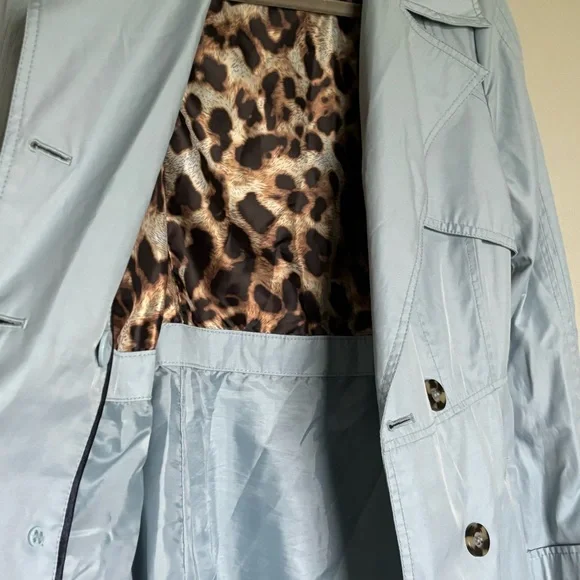 Laundry by Shelli Segal Trench Coat Size Small in Baby Blue Wrap Coat - Picture 9 of 12